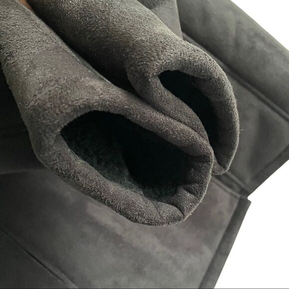 LAUNDRY BY SHELLI SEGAL Faux Suede Shearling Asymmetrical Winter Jacket Black S - Picture 6 of 7